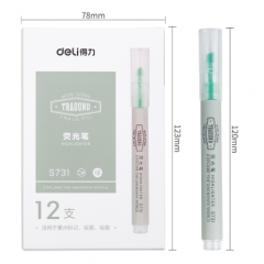 得力S731 荧光笔	荧光笔(绿)(12支/盒)