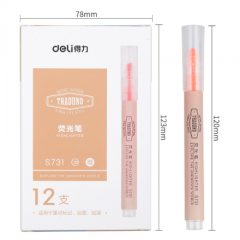 得力S731 荧光笔	荧光笔(橙)(12支/盒)